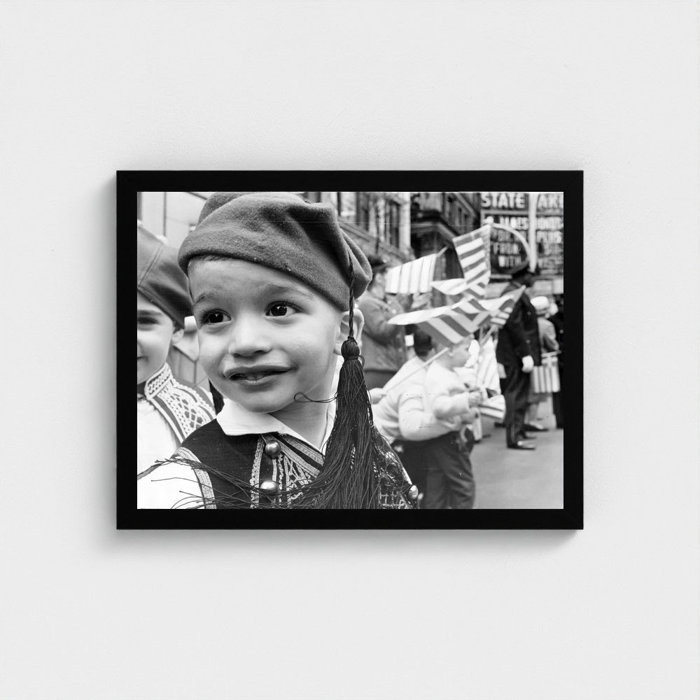 A Young Parade Participant — 12 × 16 inch black framed print