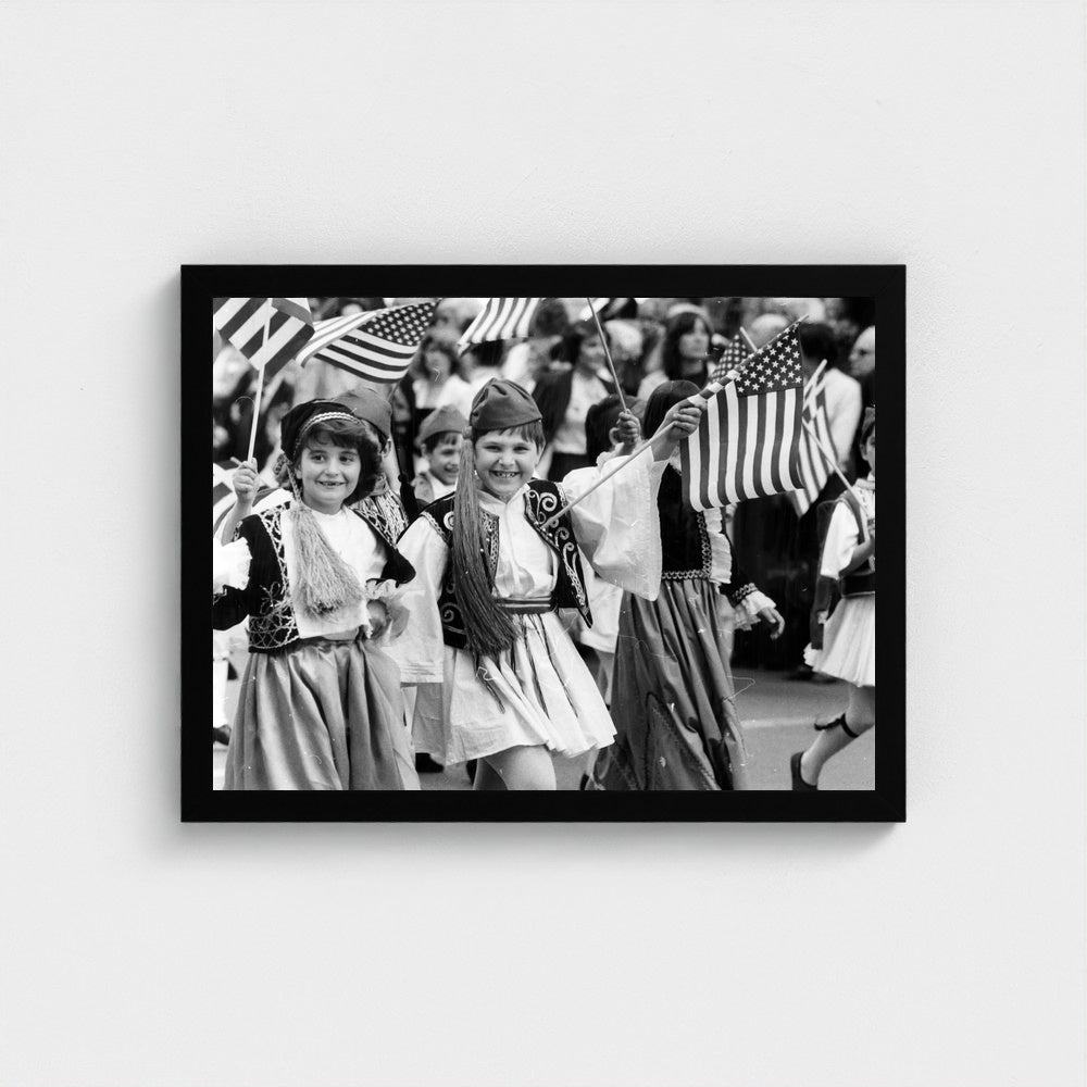 Children in Traditional Dress — 12 × 16 inch black framed print