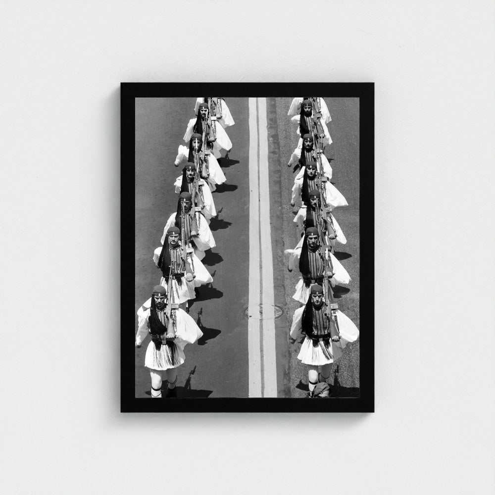 Evzones Seen from above — 12 × 16 inch black framed print