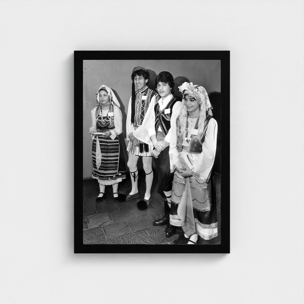 Young People in Traditional Dress — 12 × 16 inch black framed print