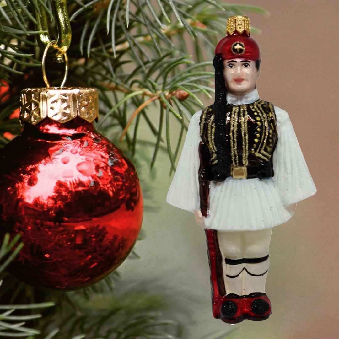 Evzone Glass Christmas Ornament