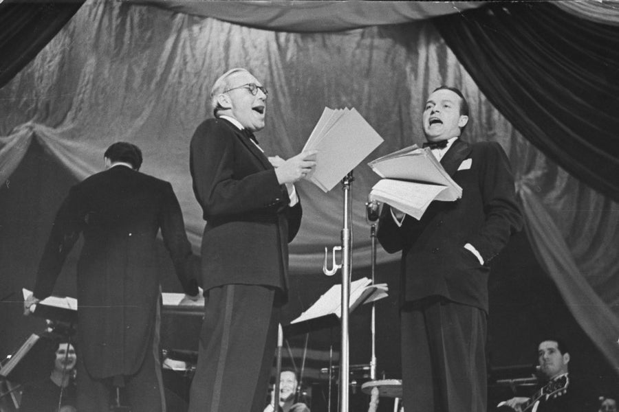 Bob Hope and Jack Benny participating in a Greek War Relief Association program