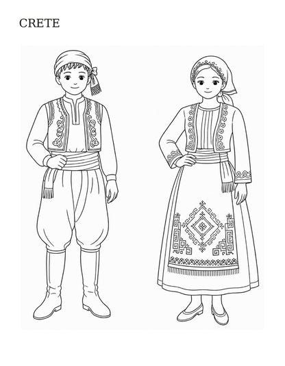 Dressed in Greece — Crete coloring page