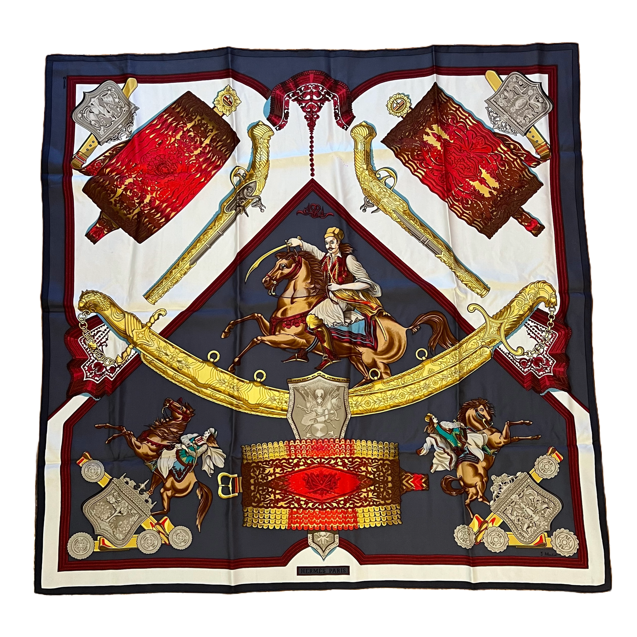 Hermès Grèce 1821 Vintage Silk Scarf — Red & Gold (1981)