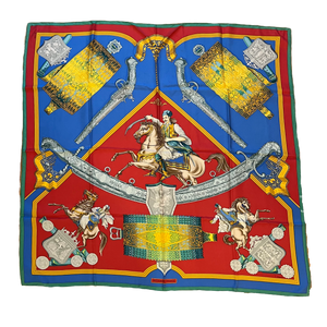 Hermès Grèce 1821 Vintage Silk Scarf — Blue & Orange (1981)