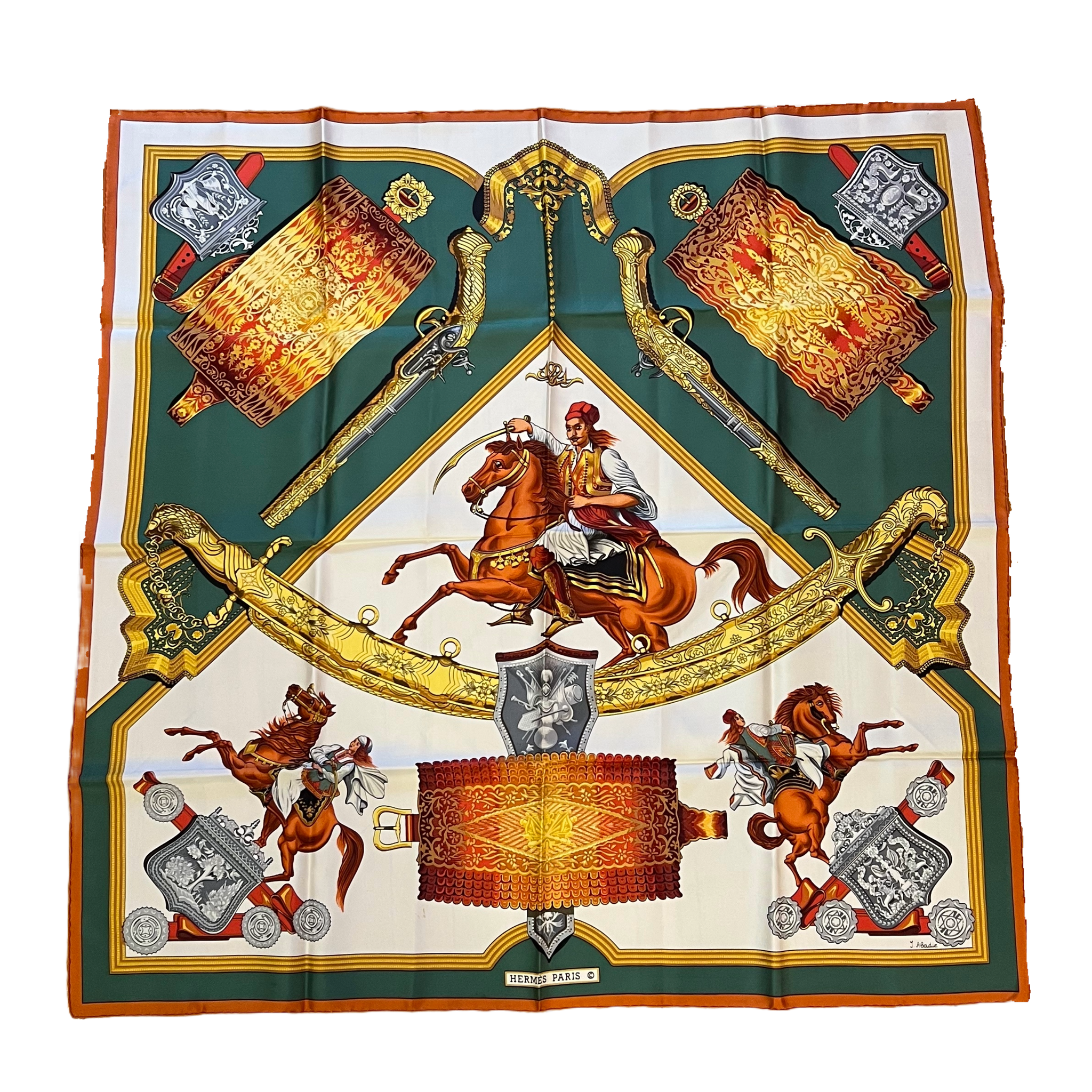 Hermès Grèce 1821 Vintage Silk Scarf — Royal Blue & Red (1981)