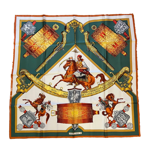 Hermès Grèce 1821 Vintage Silk Scarf — Royal Blue & Red (1981)