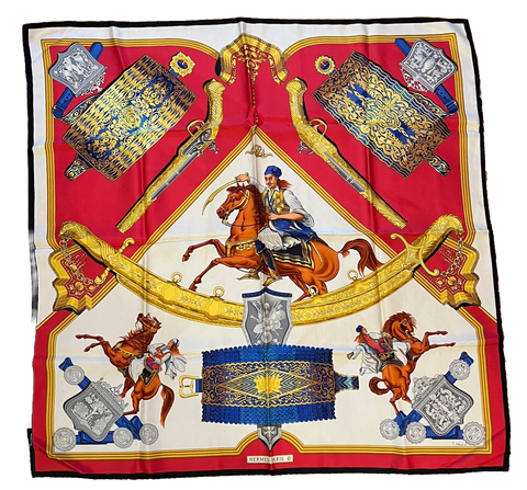 Hermès Grèce 1821 Vintage Silk Scarf — Black & Red (1981)
