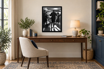The Dance Floor in a black frame, shown in an office setting — room visualization
