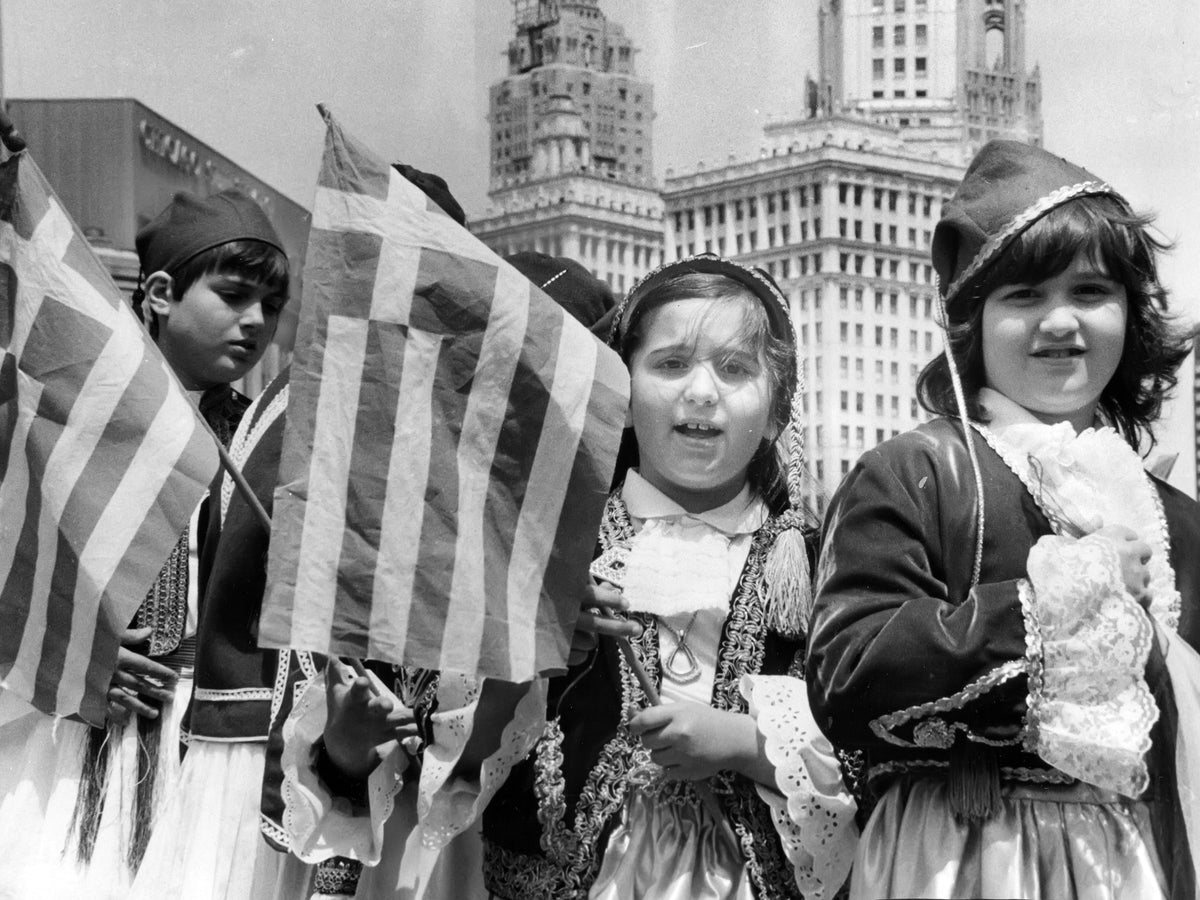 Children with Flags — 12 × 16 inch art print