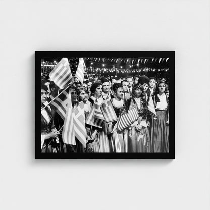 Two Flags, One Community — 12 × 16 inch black framed print