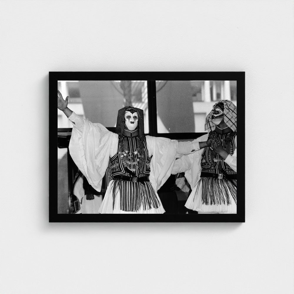 Masked Performers — 12 × 16 inch black framed print