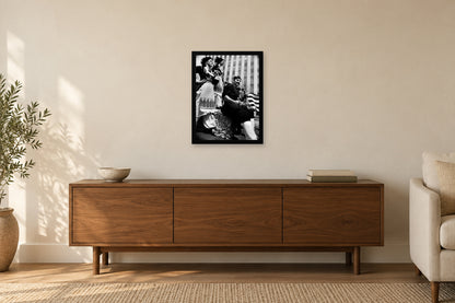 Musicians on a Parade Float in a black frame, shown in a home setting — room visualization