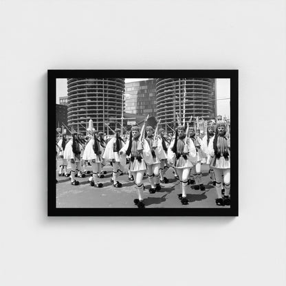 Chicago Parade: Evzones — 12 × 16 inch black framed print