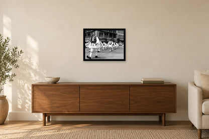 Chicago Parade Leader in a black frame, shown in a home setting — room visualization