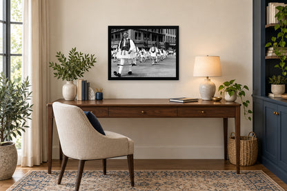 Chicago Parade Leader in a black frame, shown in an office setting — room visualization