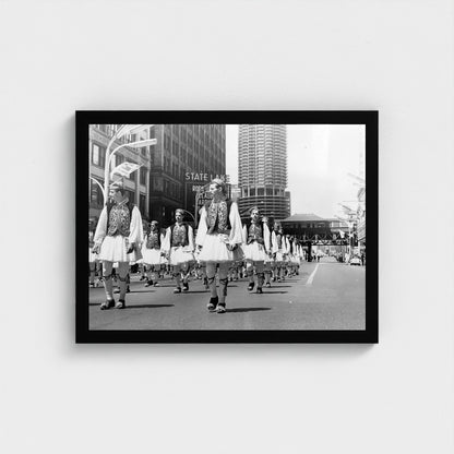 Parade Near Marina City — 12 × 16 inch black framed print