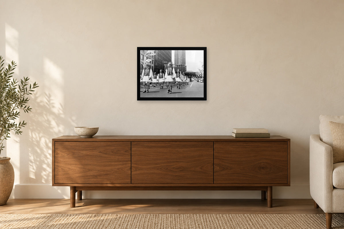 Parade Near Marina City in a black frame, shown in a home setting — room visualization