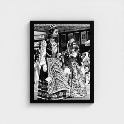 Women in Traditional Dress — 12 × 16 inch black framed print