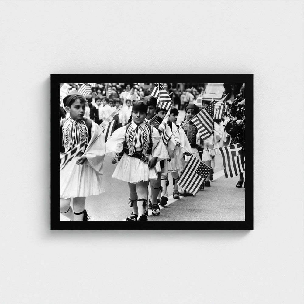 Young Parade Marchers — 12 × 16 inch black framed print