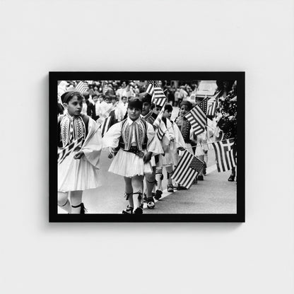Young Parade Marchers — 12 × 16 inch black framed print