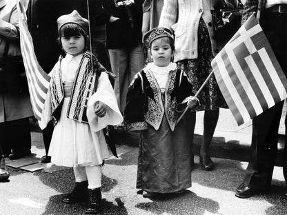 Children Carrying Flags — 12 × 16 inch art print