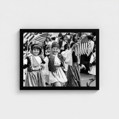 Children in Traditional Dress — 12 × 16 inch black framed print