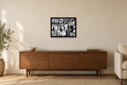 Children in Traditional Dress in a black frame, shown in a home setting — room visualization