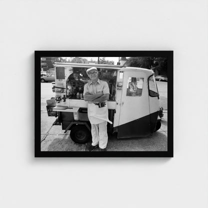 A Neighborhood Food Cart — 12 × 16 inch black framed print