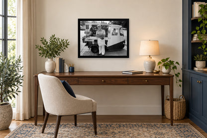 A Neighborhood Food Cart in a black frame, shown in an office setting — room visualization
