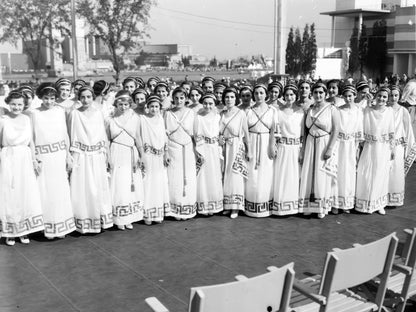 Women in Matching Greek Dress — 12 × 16 inch art print
