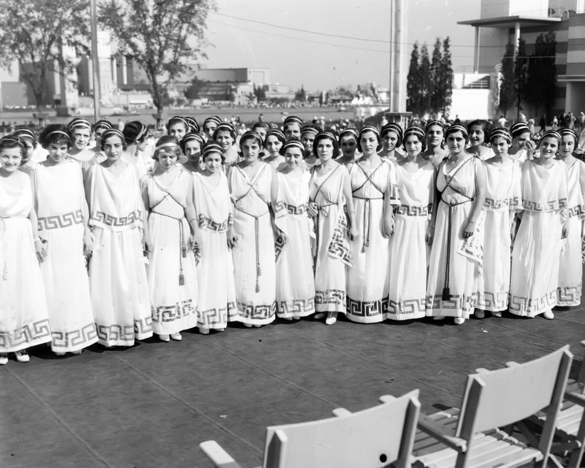 Women in Matching Greek Dress — 8 × 10 inch art print