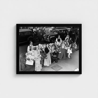 Traditional Dress on a Neighborhood Street — 12 × 16 inch black framed print