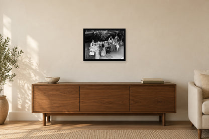 Traditional Dress on a Neighborhood Street in a black frame, shown in a home setting — room visualization