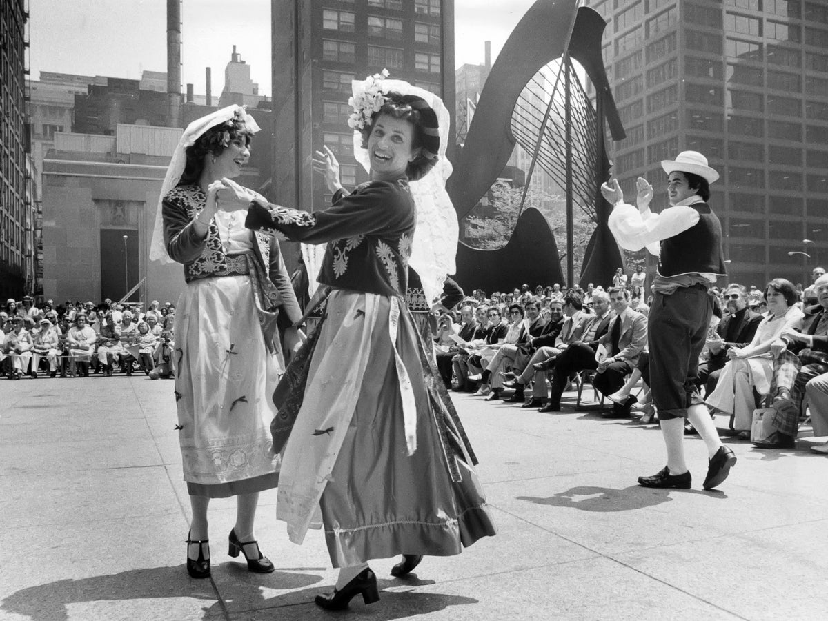 Dancing in the City Plaza — 12 × 16 inch art print