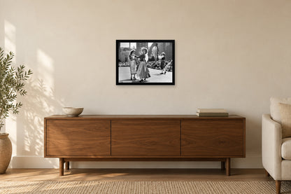 Dancing in the City Plaza in a black frame, shown in a home setting — room visualization