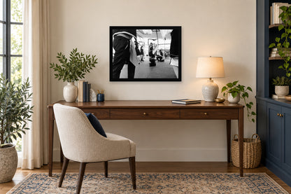 Baltimore Pavilion Dancers in a black frame, shown in an office setting — room visualization