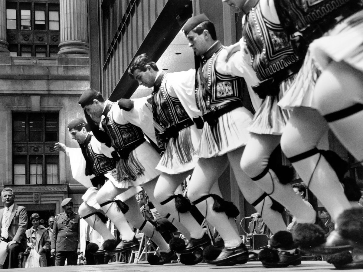 Evzones Stepping in Unison — 12 × 16 inch art print