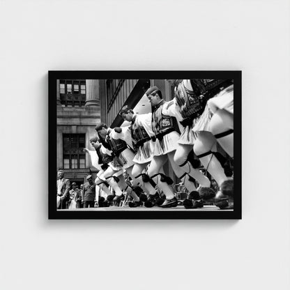 Evzones Stepping in Unison — 12 × 16 inch black framed print