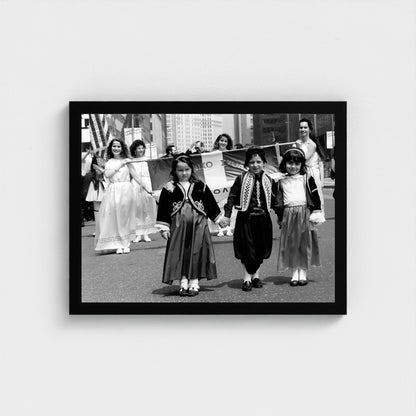 Children Lead the Procession — 12 × 16 inch black framed print