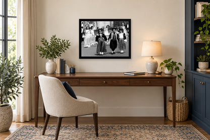 Children Lead the Procession in a black frame, shown in an office setting — room visualization