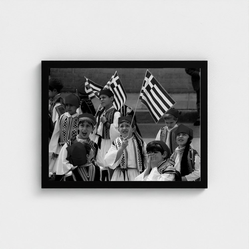 A Colorful Parade Group — 12 × 16 inch black framed print
