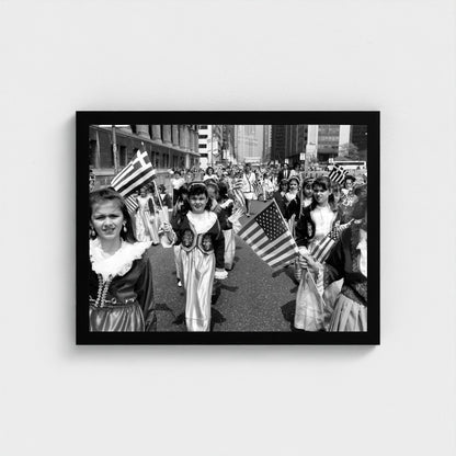 Young Parade Participants — 12 × 16 inch black framed print
