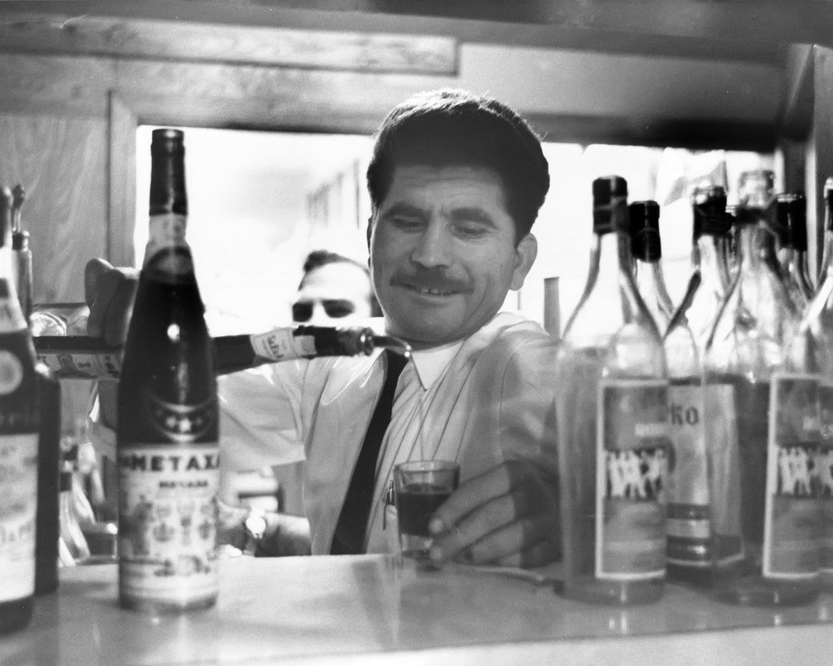 Pouring a Glass Behind the Counter — 8 × 10 inch art print