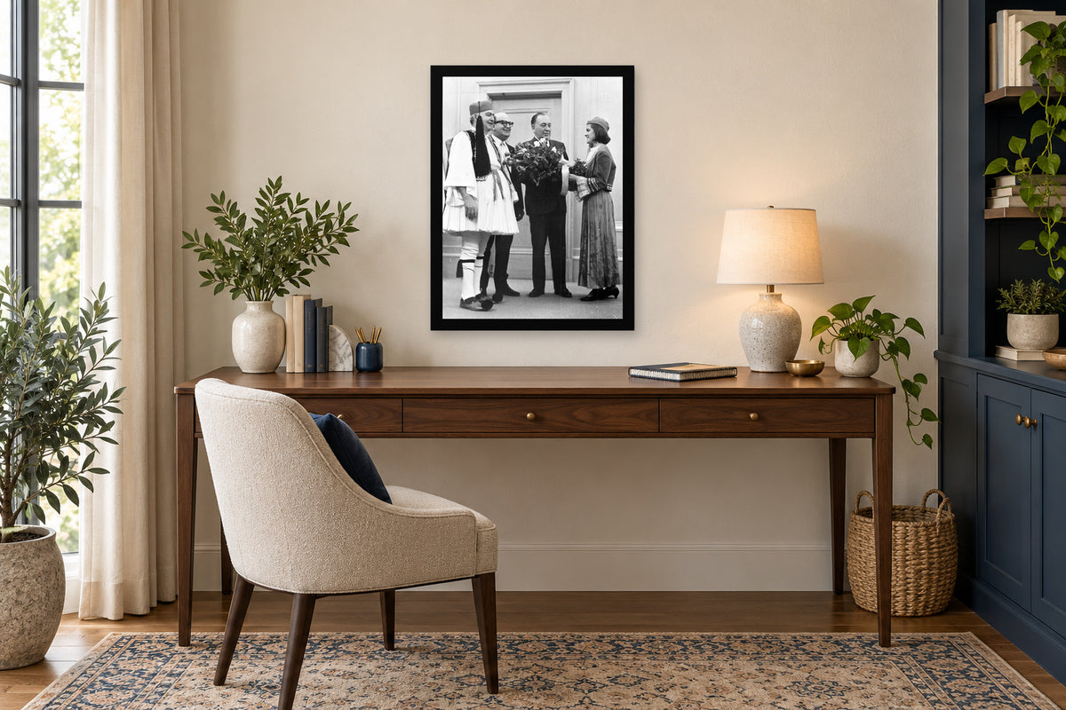 A Community Ceremony in a black frame, shown in an office setting — room visualization