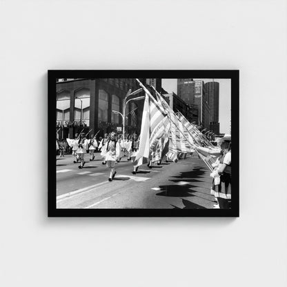 Flags along the Parade Route — 12 × 16 inch black framed print