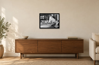 Flags along the Parade Route in a black frame, shown in a home setting — room visualization