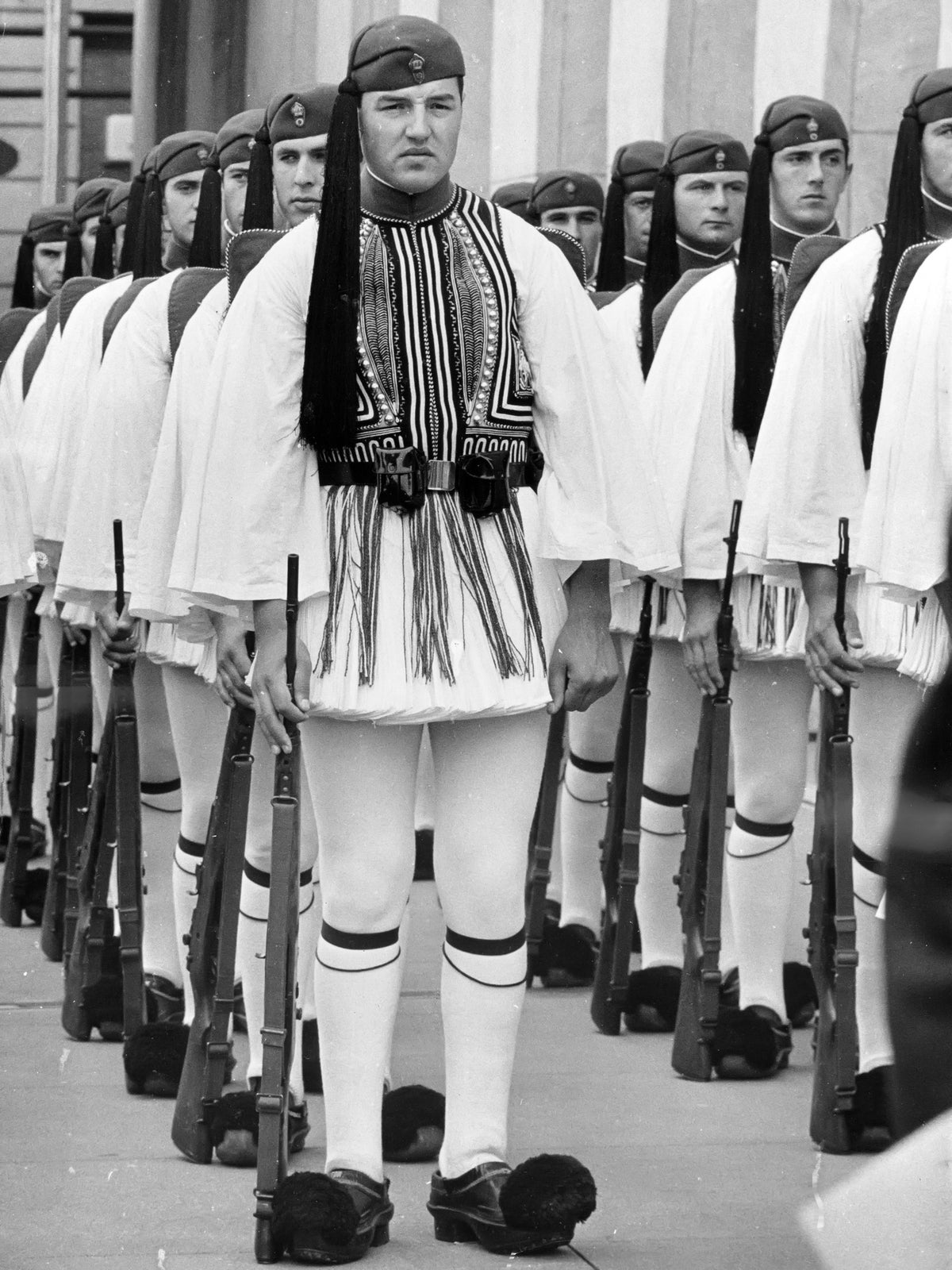 Evzones Standing Together — 12 × 16 inch art print