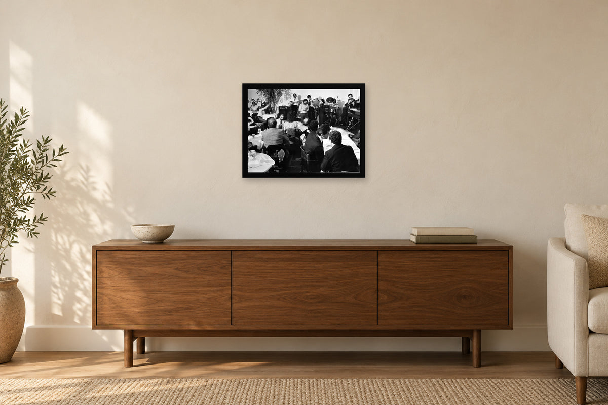 Music and Dancing Indoors in a black frame, shown in a home setting — room visualization