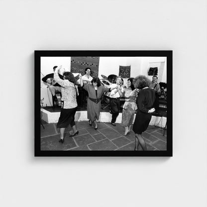 Dancing Together Indoors — 12 × 16 inch black framed print